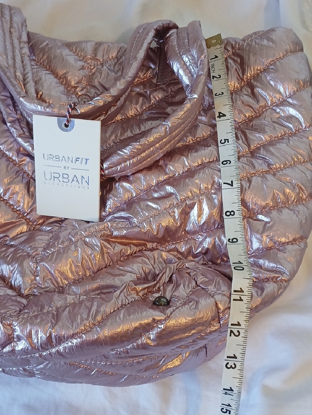Urban Fit Metallic Quilted Tote in Rose - Picture 4 of 7